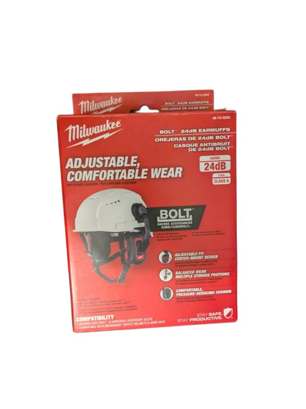 Milwaukee BOLT 24dB Noise Reduction Earmuffs 48‑73‑3250 Black/Red